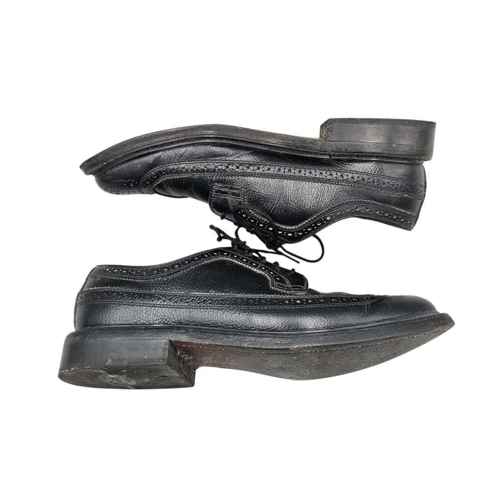 Dexter Men's Size 9 D VTG USA Black Pebbled Leather Longwing Gunboat Dress Shoes